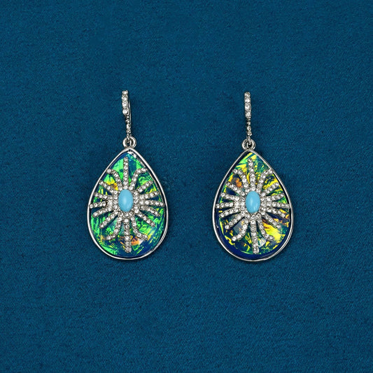 Elegant Opal Enamel Earrings