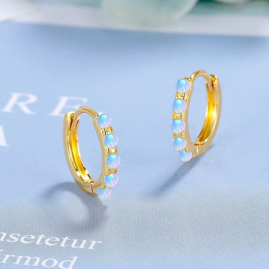 Elegant Opal Hoop Earrings