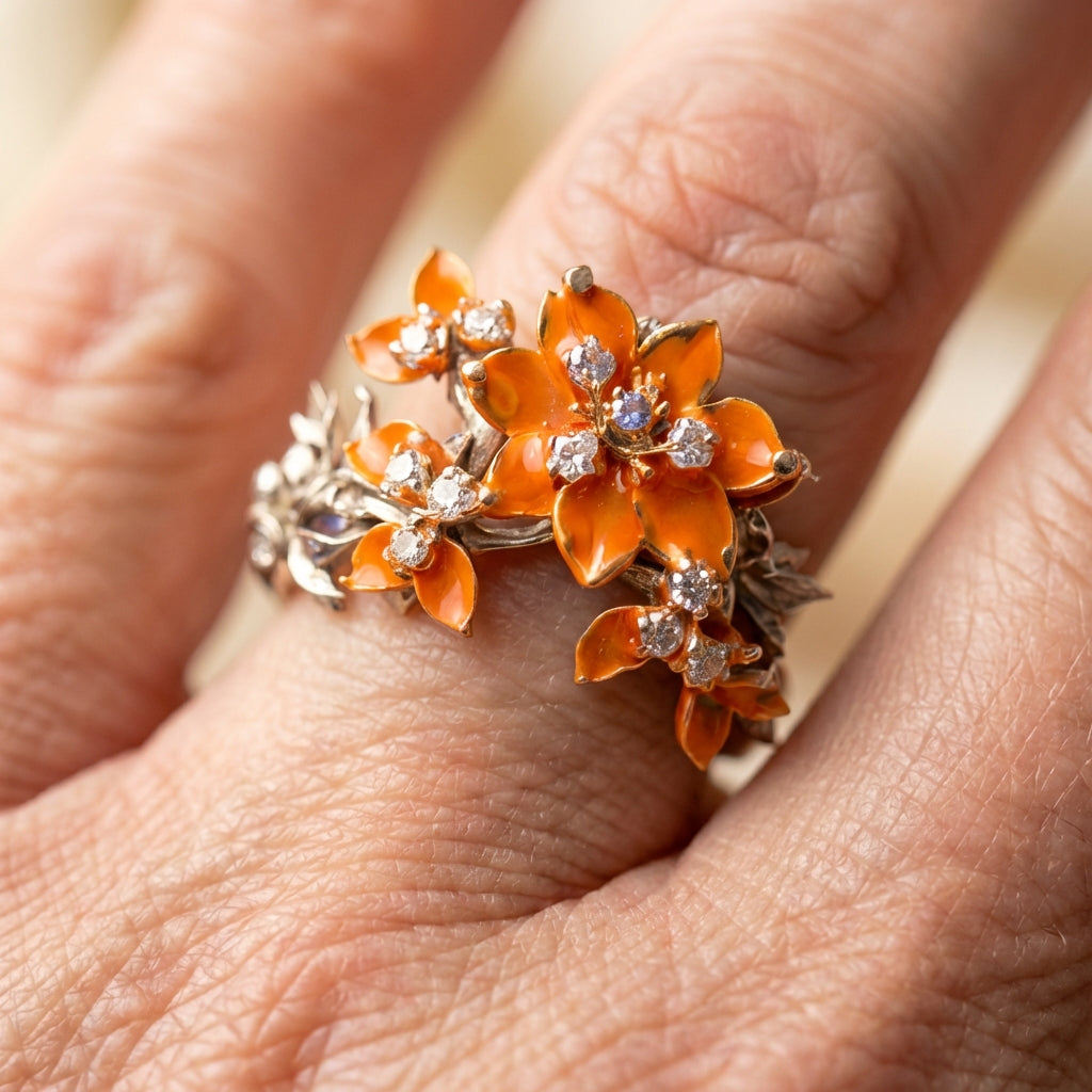 Orange Flower Ring