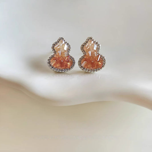 Elegant Peach Crystal Earrings