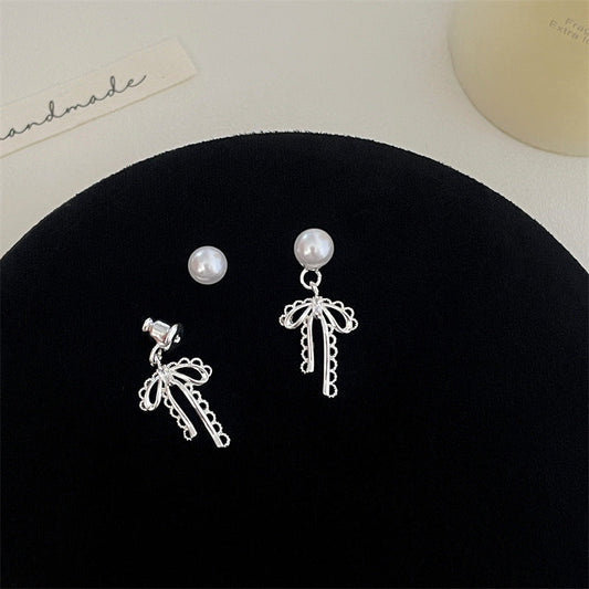 Elegant Pearl Bow Earrings