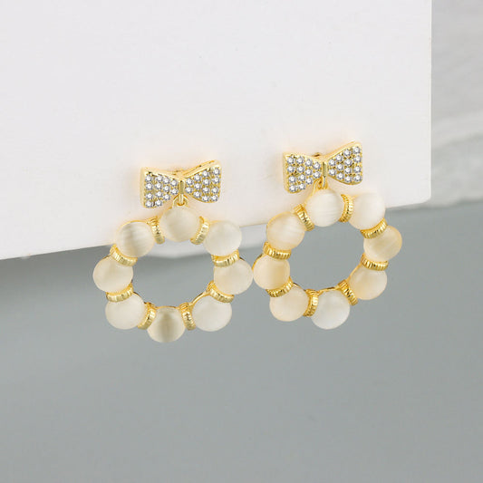 Elegant Pearl Bow Earrings