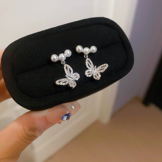 Elegant Pearl Butterfly Earrings