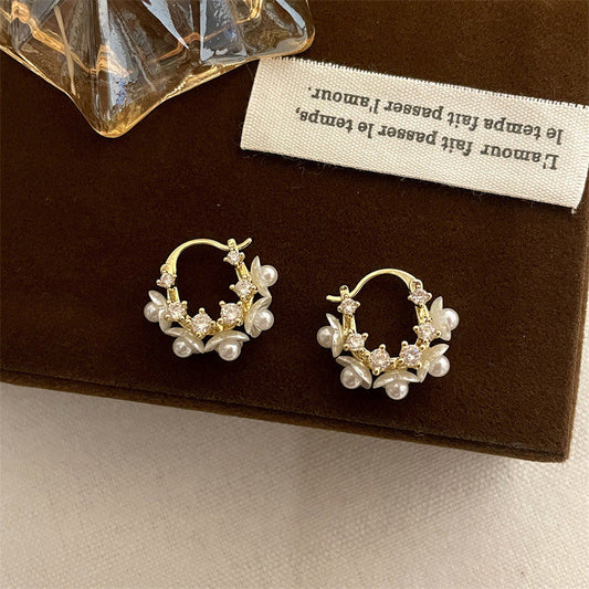 Elegant Pearl Hoop Earrings