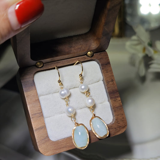 Elegant Pearl Jade Earrings