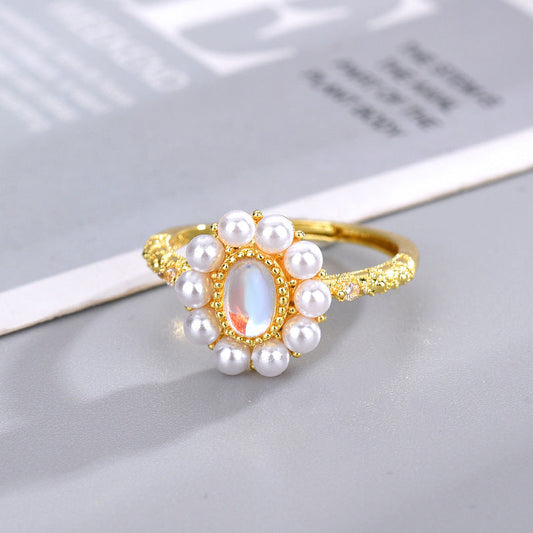 Elegant Pearl Opal Ring