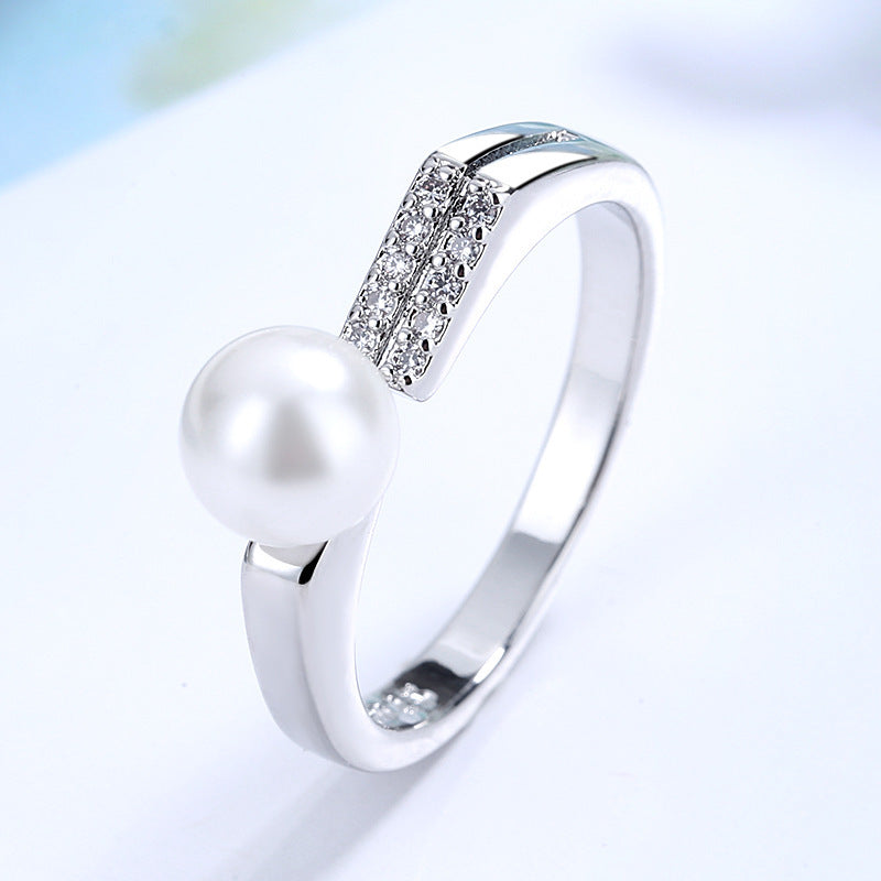 Elegant Pearl Silver Ring