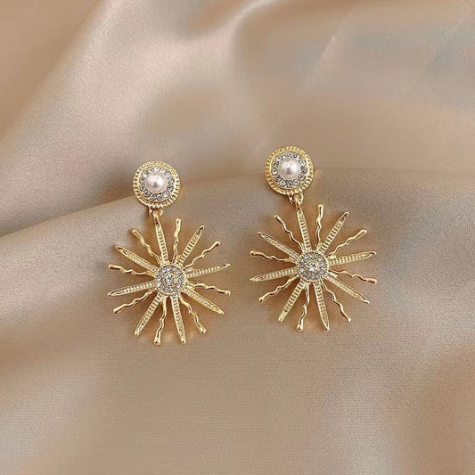 Elegant Pearl Starburst Earrings