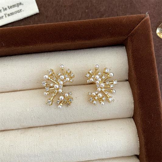 Elegant Pearl Starburst Earrings