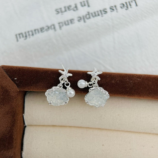 Elegant Pearl Starfish Earrings