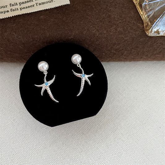 Elegant Pearl Starfish Earrings