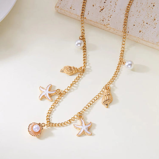 Elegant Pearl Starfish Necklace