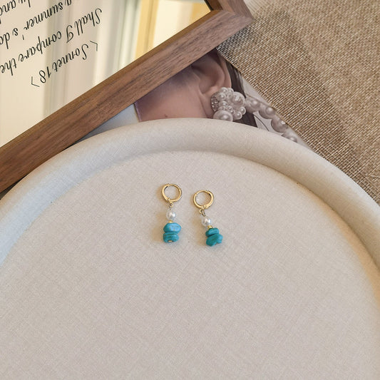 Elegant Pearl Turquoise Earrings