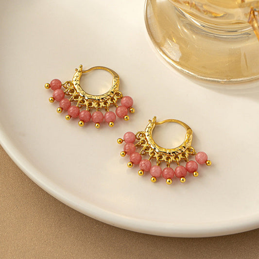 Elegant Pink Beaded Earrings