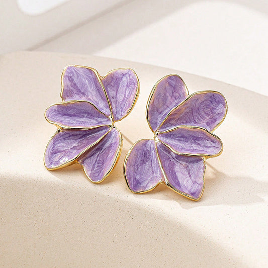 Elegant Purple Flower Earrings
