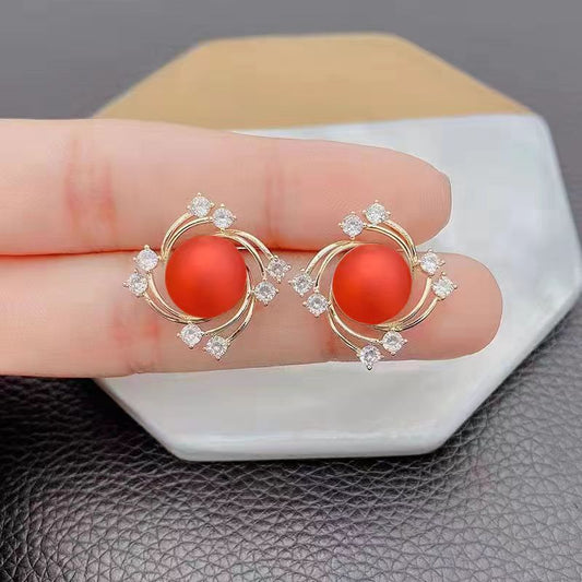 Elegant Red Coral Earrings