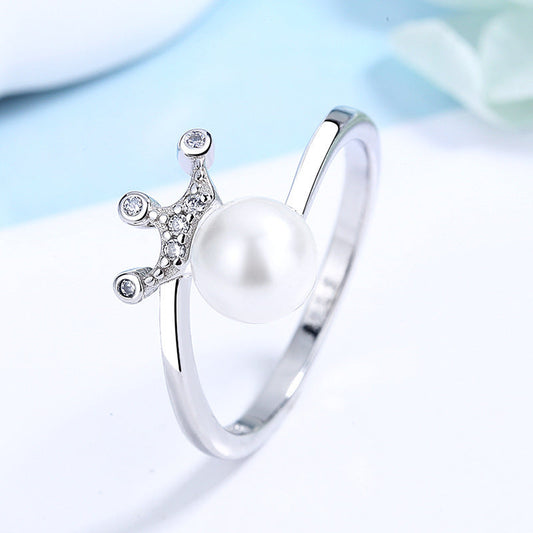 Elegant Regal Crown Pearl Ring