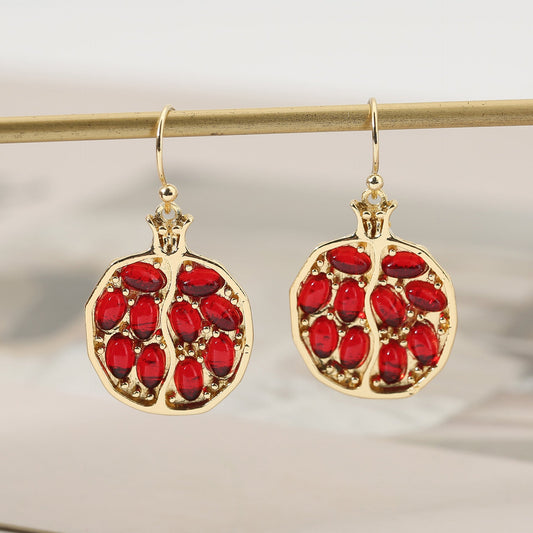 Elegant Ruby Pomegranate Earrings