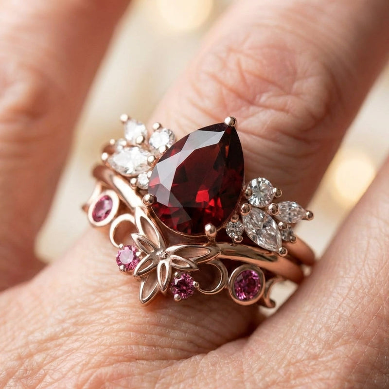 Ruby Waterdrop Ring
