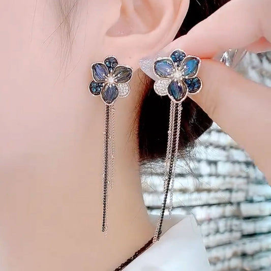 Elegant Sapphire Flower Earrings