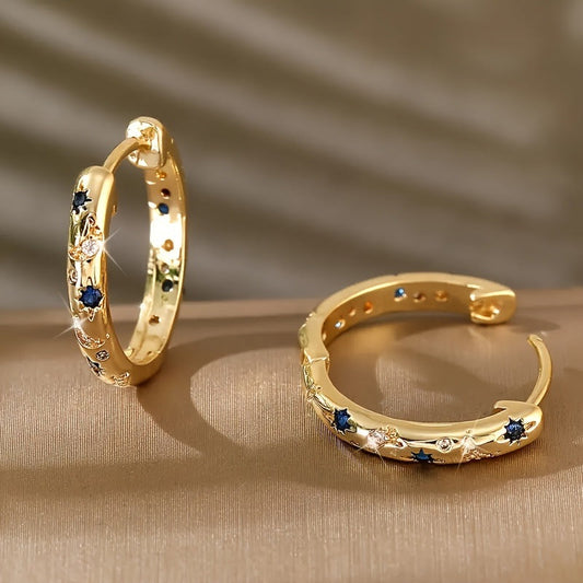 Elegant Sapphire Gold Earrings