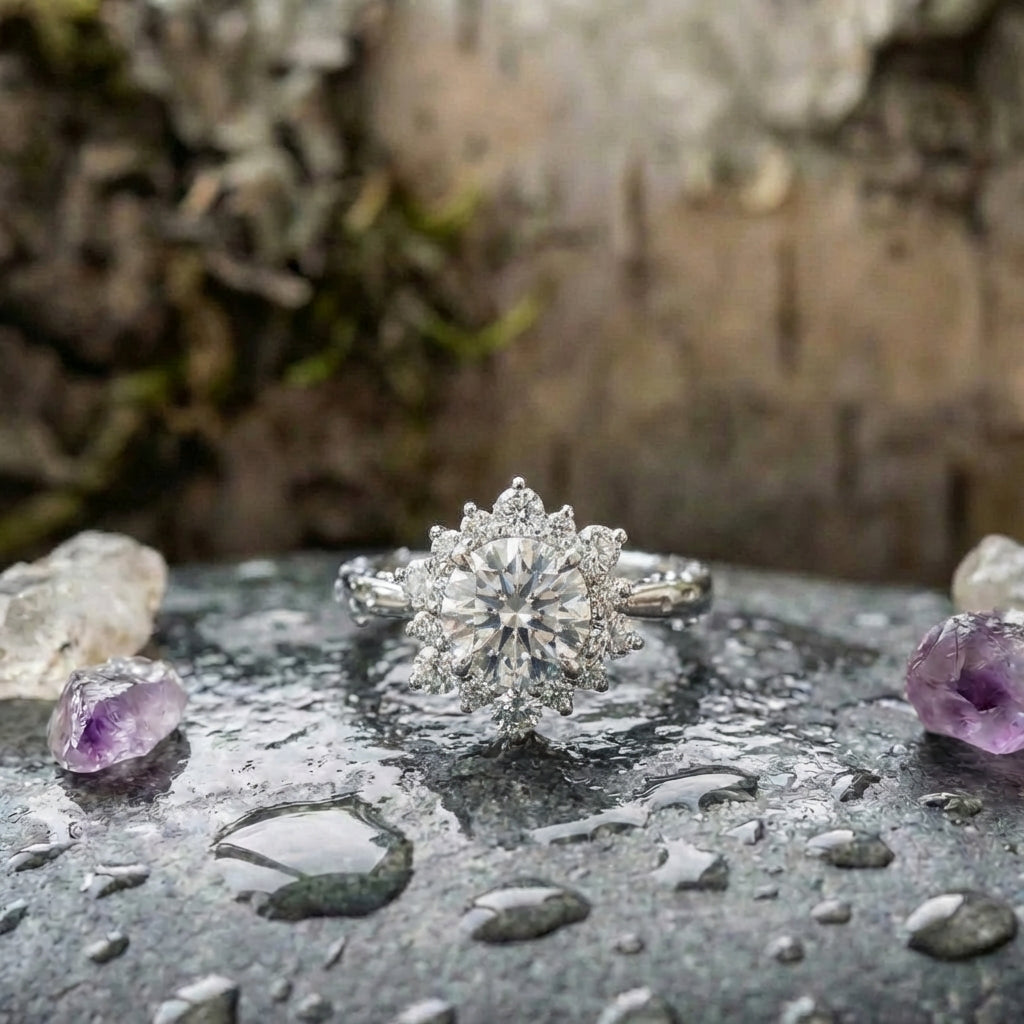 Elegant Snowflake Zircon Ring