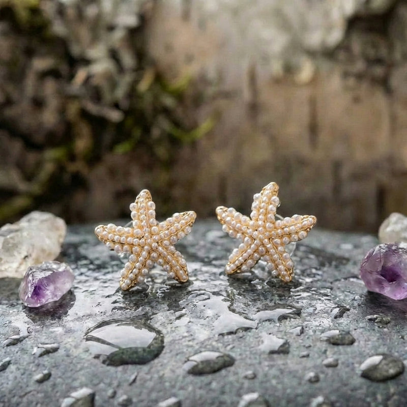 Elegant Starfish Pearl Earrings