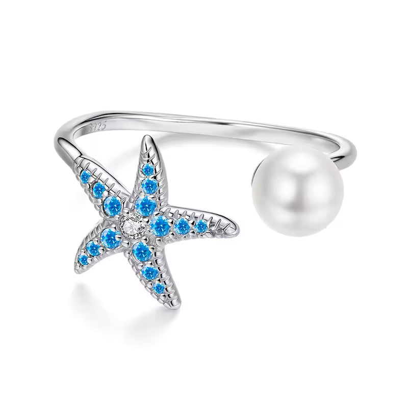 Elegant Starfish Pearl Ring
