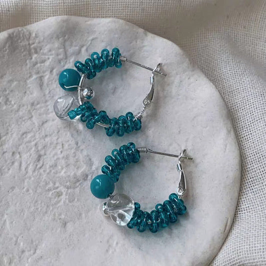 Elegant Teal Beaded Earrings