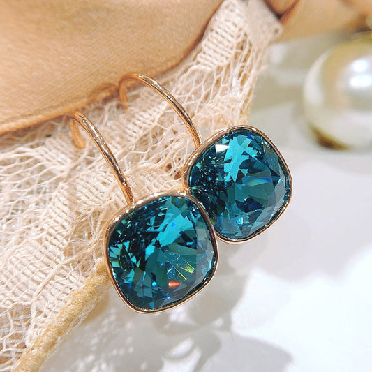 Elegant Teal Crystal Earrings