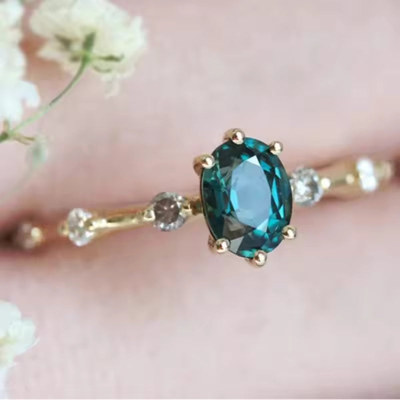 Elegant Teal Sapphire Ring
