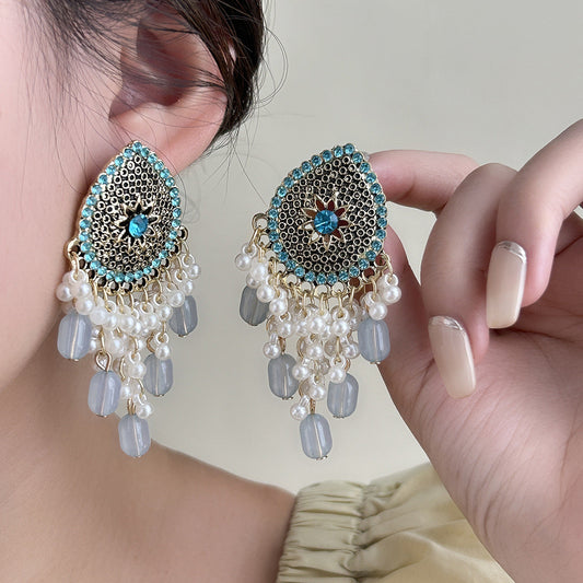 Elegant Turquoise Pearl Earrings