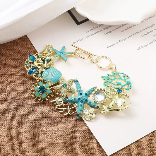 Elegant Turquoise Starfish Bracelet