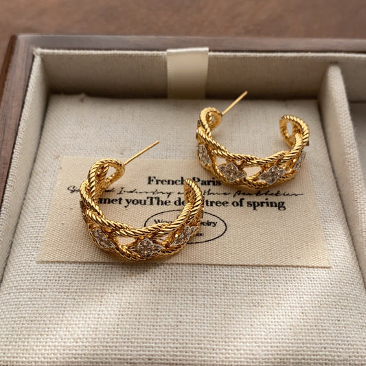 Elegant Twisted Gold Earrings
