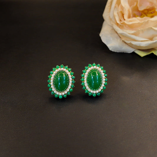 Emerald Green Stud Earrings