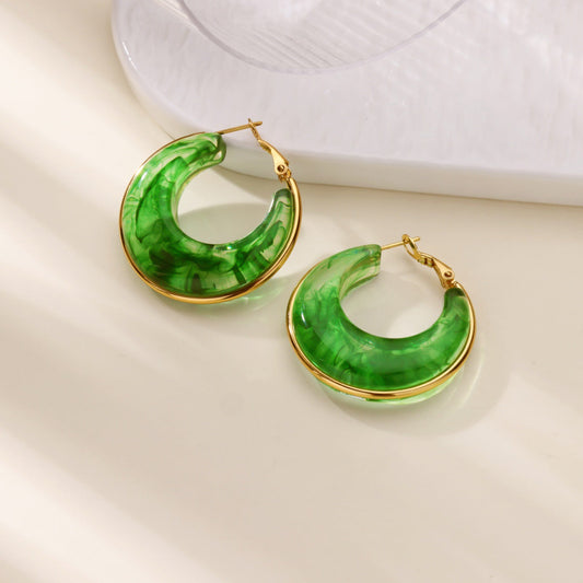 Emerald Hoop Earrings