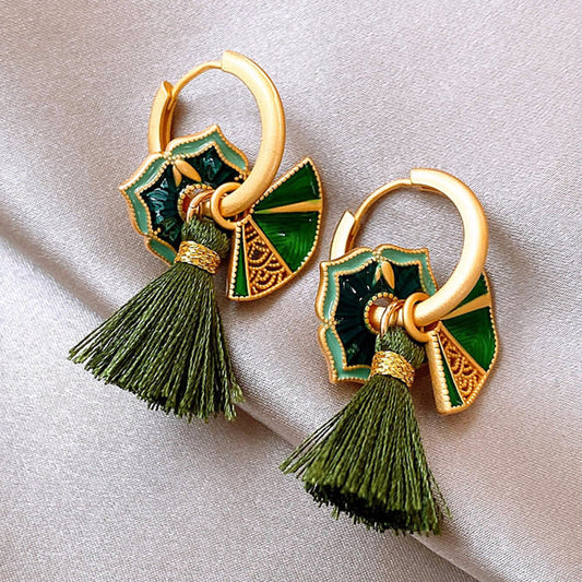 Emerald Tassel Earrings