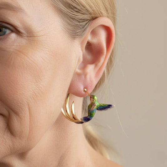 Enamel Hummingbird Hoop