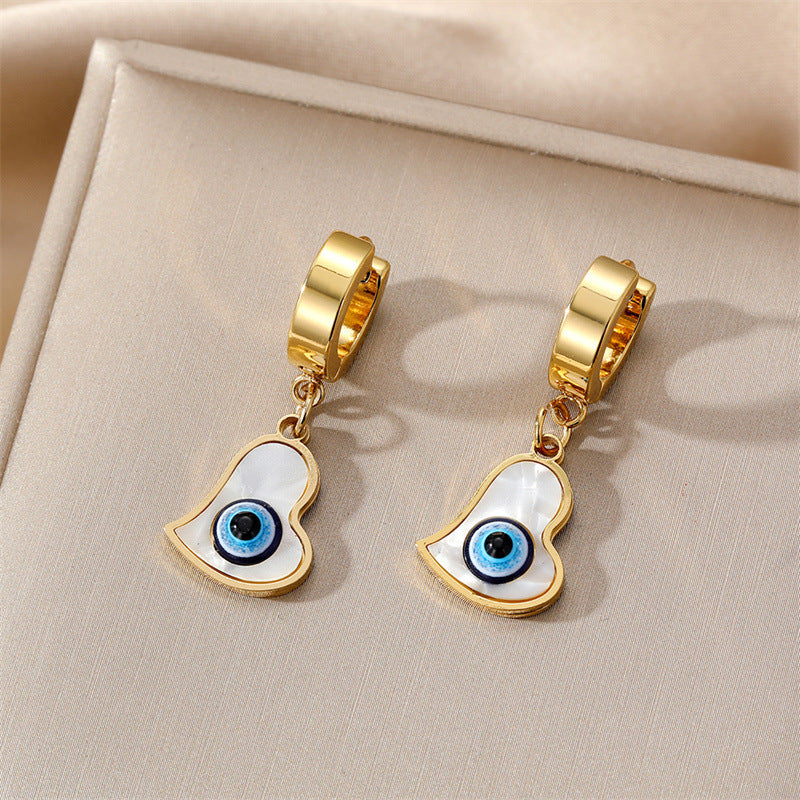 Evil Eye Heart Earrings