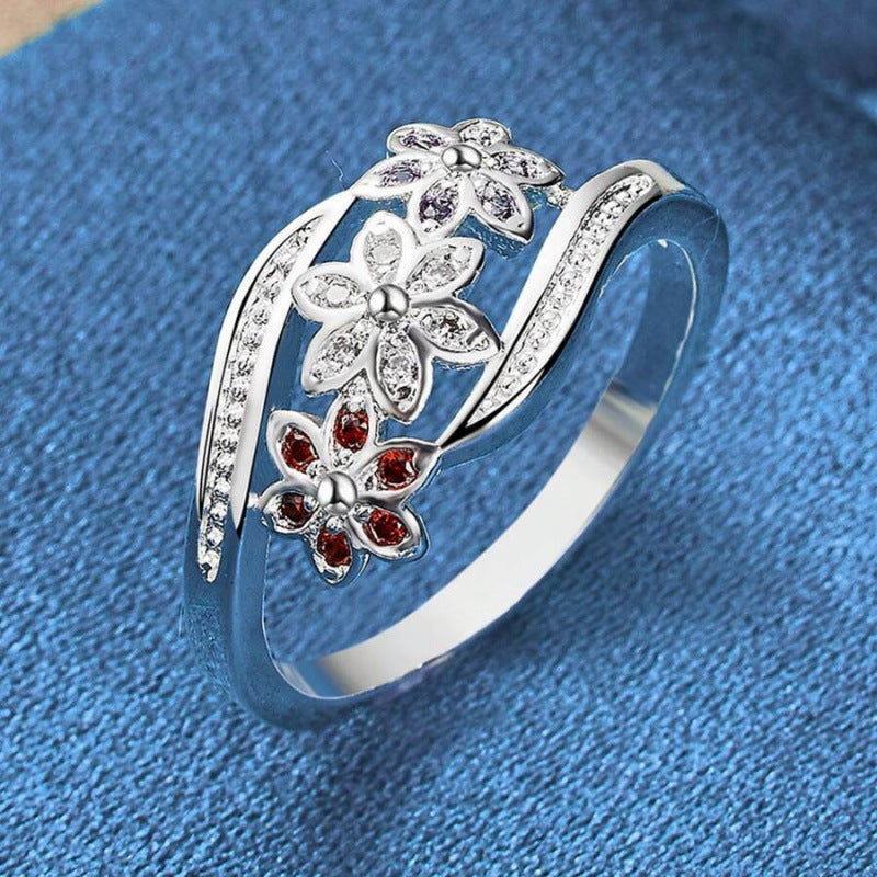 Floral Garnet Ring