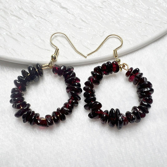 Garnet Beaded Earrings