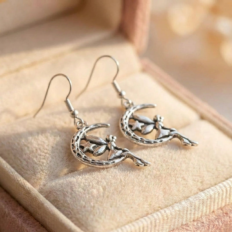 Vintage Fairy Moon Earrings
