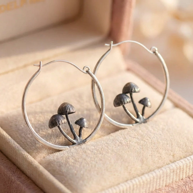 Vintage Mushroom Hoop Earrings