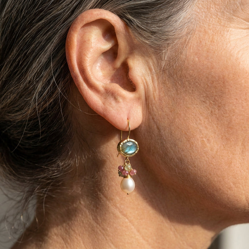 Labradorite Pearl Earrings