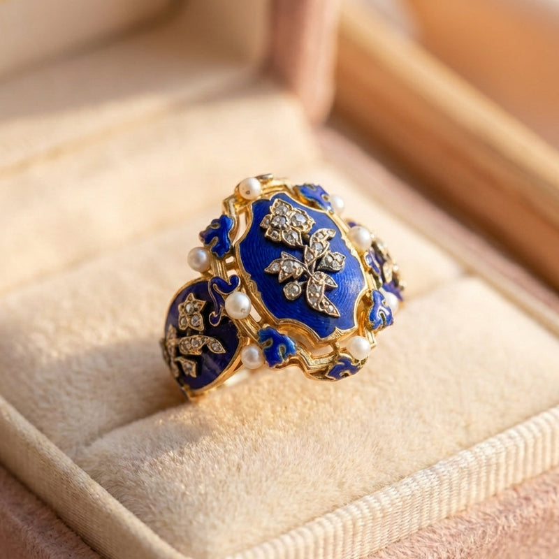 Vintage Blue Enamel Ring