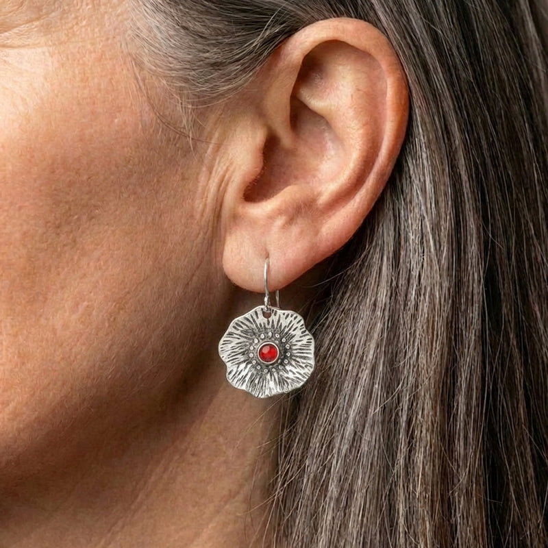 Flower Red Earrings