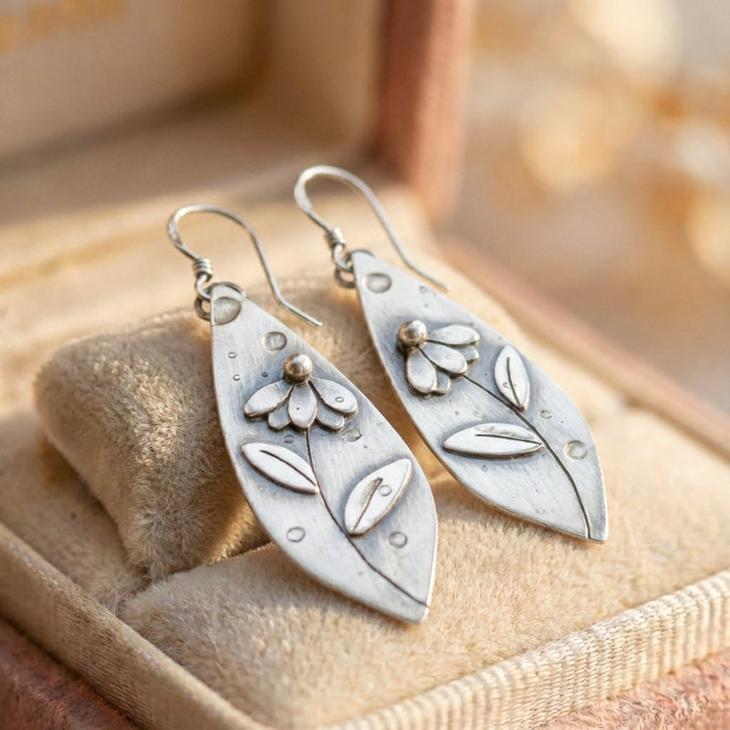 Vintage Flower Leaf Earrings