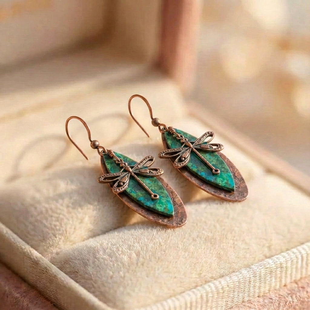 Vintage Dragonfly Stone Earrings