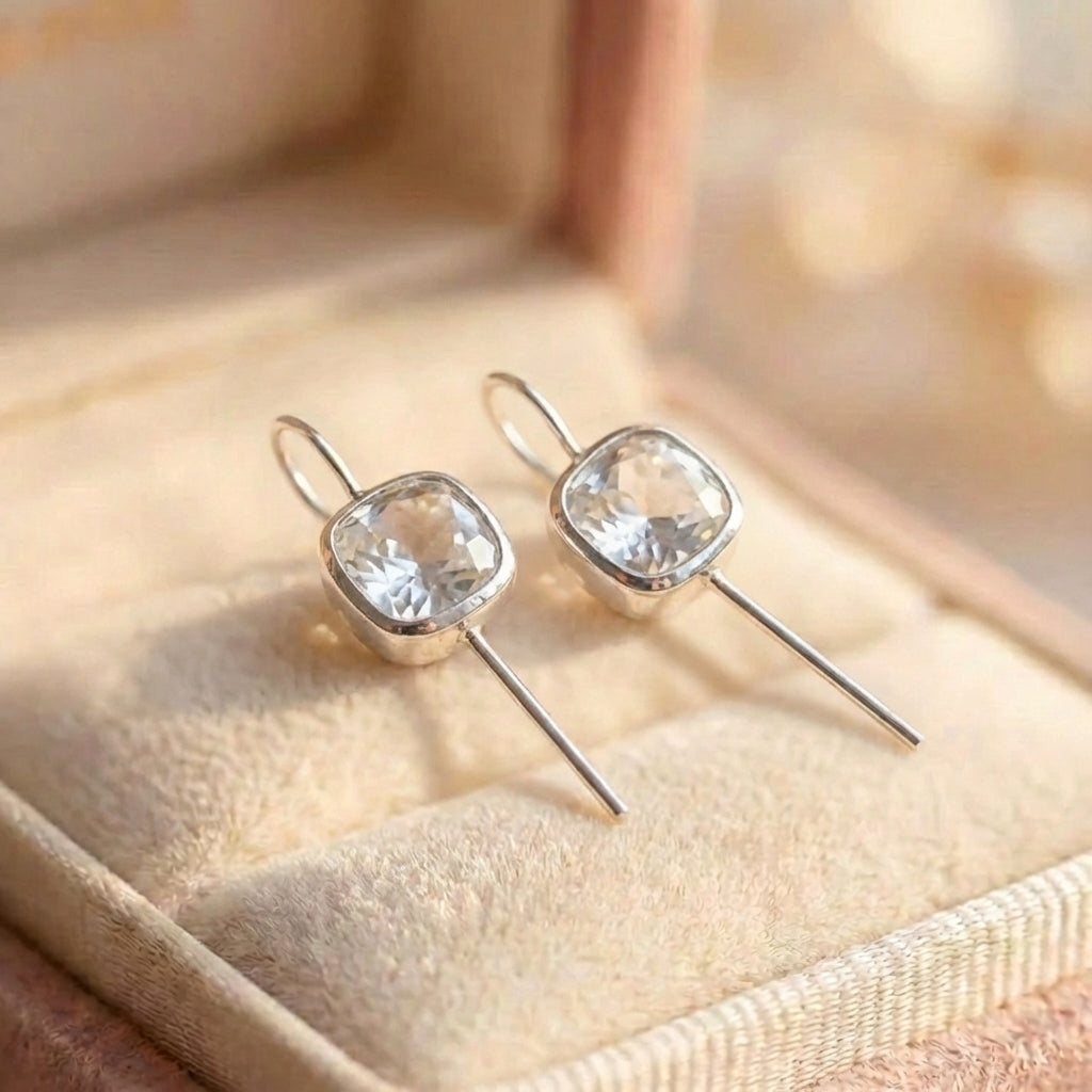 Vintage Crystal Square Earrings