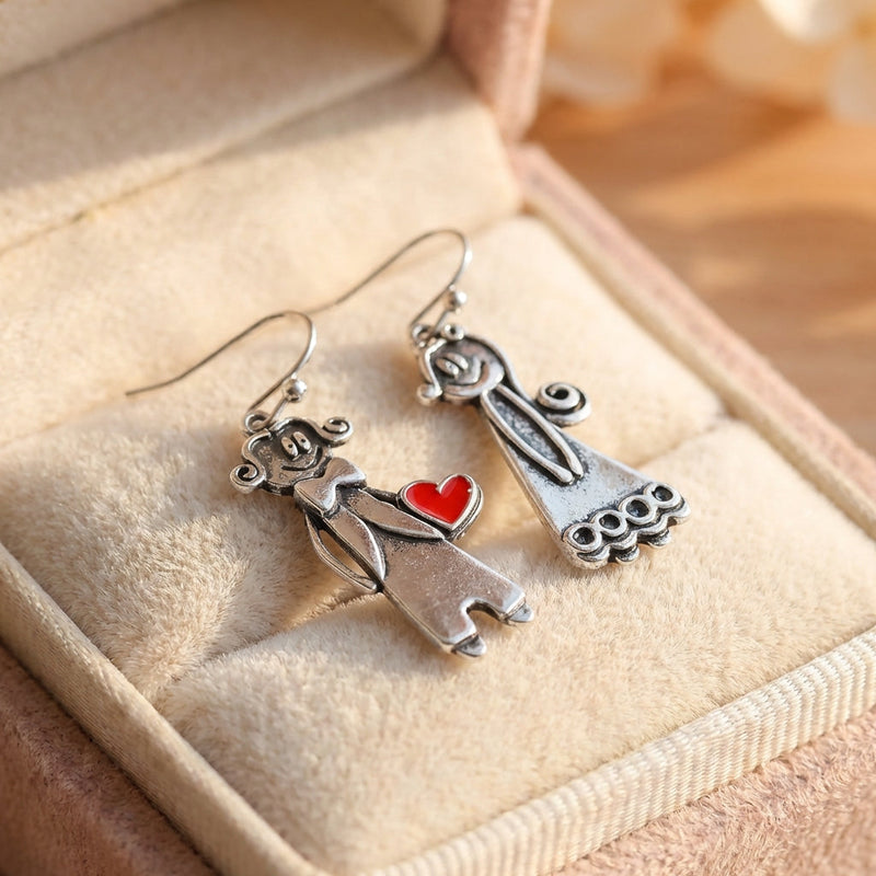 Vintage Couple Heart Earrings